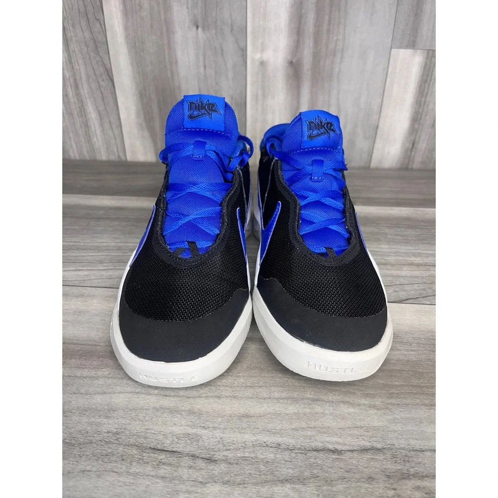 Nike Hustle D10 Basketball Shoes Kids 6.5Y Black Blue Excellent CW6735-001 Boys